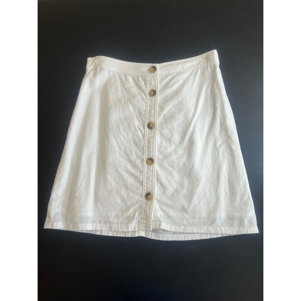 Abercrombie & Fitch White Linen Blend Button Front Mini Skirt XS High Waisted